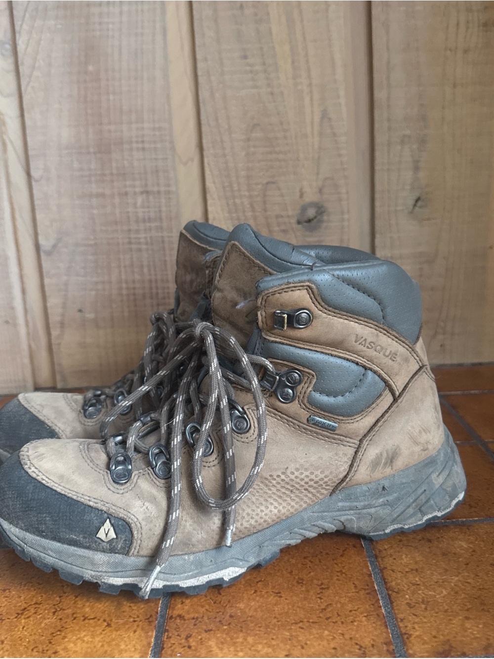Vasque Tan and Gray Hiking Boots